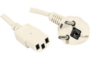 Exertis Connect 808110 Netzanschlusskabel, Schutzkontaktstecker abgewinkelt an Kaltgerätebuchse C13, beige, 1,8 m