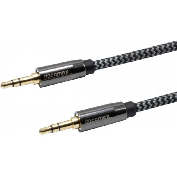 Dacomex 641786 Dacomex Audiokabel, 3,5 mm Stereo Klinkenst. / St., Recycling-Material, schwarz/grau, 2,0 m