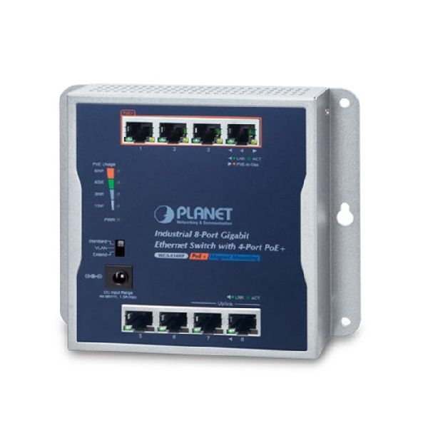 Planet WGS814HP Planet Industrial Gigabit Switch WGS814HP, 8 Port, für Wandmontage mit 4 Port PoE+