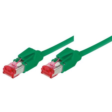 Tecline 71800G Tecline Patchkabel Cat. 6 (EIA/TIA), S/FTP, halogenfrei, mit Rastnasenschutz, grün, 0,5 m