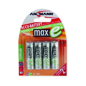 Ansmann 5035442 Ansmann maxEplus NiMH-Akku, sofort einsatzbereit, Mignon (AA), 2500 mAh, VE: 4