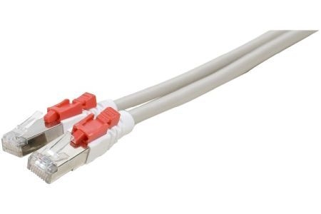Exertis Connect 848944 Patchkabel Cat. 6A, S/FTP (PiMF), verriegelbar, grau, 0,5 m