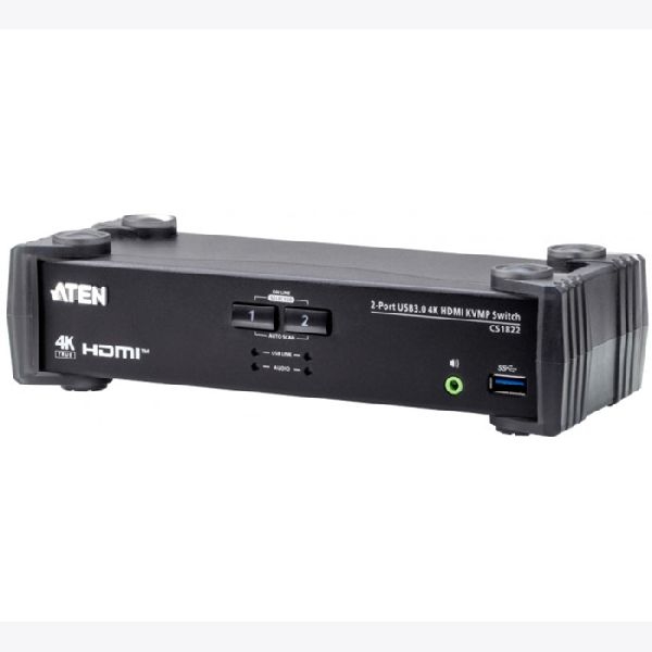Aten CS1822 ATEN 2-Port USB 3.0 4K HDMI KVMP Switch CS1822 mit Audio Mixer Modus, mit Anschlusskabeln