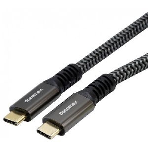Dacomex 641826 Dacomex USB 3.2 Gen. 2 Kabel, bis 100 Watt, USB St. C / USB St. C, 1,0 m, schwarz/grau