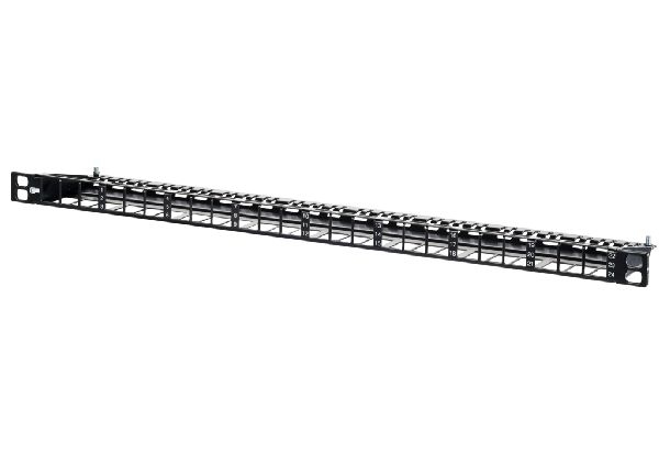 MetzConnect 130925-BKKE Metz Connect Modulträger für 24 E-DAT Keystone Anschlussbuchsen, 19 Zoll, 0,5 HE schwarz