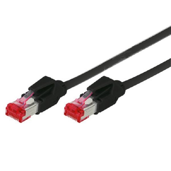 Tecline 71800S Tecline Patchkabel Cat. 6 (EIA/TIA), S/FTP, halogenfrei, mit Rastnasenschutz, schwarz, 0,5 m