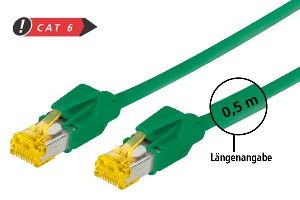 Tecline 722015G Tecline Patchkabel Cat. 6A (ISO/IEC), S/FTP, halogenfrei, mit Rastnasenschutz, grün, 1,5 m