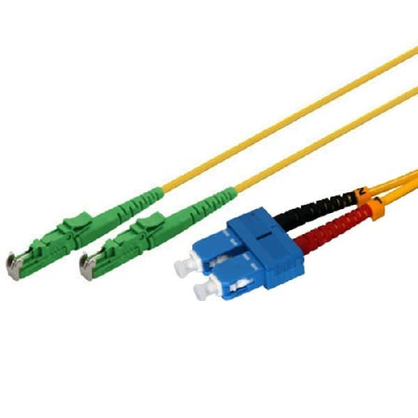 Exertis Connect 39979302 LWL Patchkabel, 9/125 µm, OS2-Faser, 2x E2000/APC 8° Stecker / SC Duplex Stecker, 2,0 m, gelb