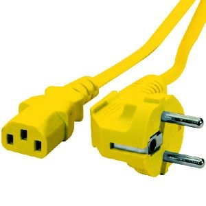 Exertis Connect 808015 Netzanschlusskabel, Schutzkontaktstecker abgewinkelt an Kaltgerätebuchse C13, gelb, 1,8 m