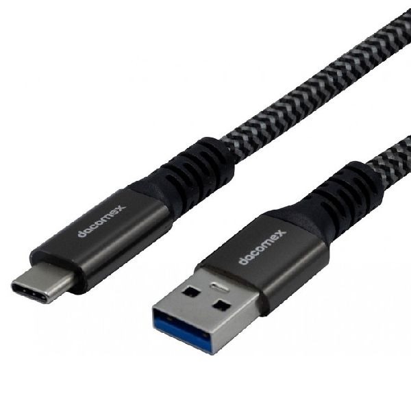Dacomex 641800 Dacomex USB 3.2 Gen. 1 Kabel, bis 100 Watt, USB St. C / USB St. A, 1,5 m, schwarz/grau