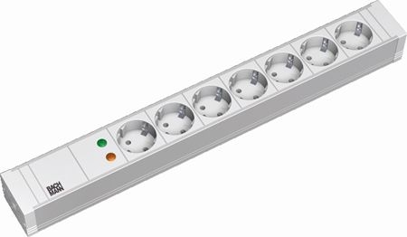 Bachmann 333604 Bachmann 19" PDU PVC Steckdosenleiste mit Überspannungsschutz, 7-fach Schutzkontaktsteckdose