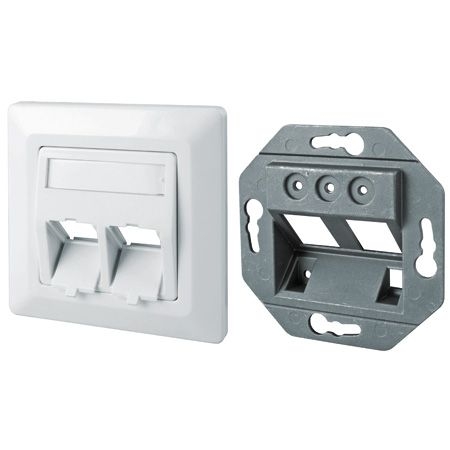Delock 86202 DeLOCK Tragring für Keystone-Module, 2-fach, Unterputz, reinweiß RAL 9010