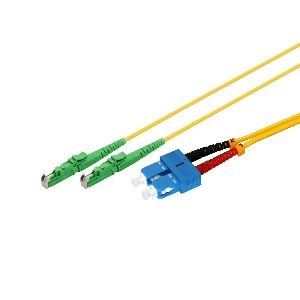 Exertis Connect 39979315 LWL Patchkabel, 9/125 µm, OS2-Faser, 2x E2000/APC 8° Stecker / SC Duplex Stecker, 15,0 m, gelb