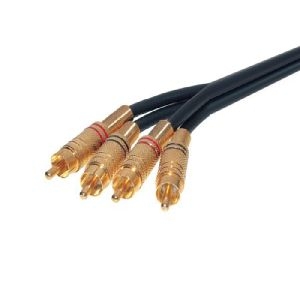 S-Conn 39905410 Cinch Audio-Kabel 2 Metallcinchstecker auf 2 Metallcinchstecker, vergoldet, 10,0 m