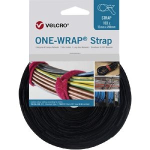 Velcro VEL-OW64327 ONE-WRAP(r) Klett-Kabelbinder der Marke VELCRO(r), 13 mm x 200 mm, 100 Stück, schwarz