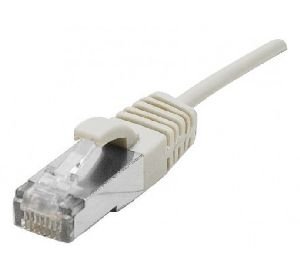 Dexlan 858705 Dexlan Patchkabel Cat. 6A, S/FTP (PiMF), ultradünn, halogenfrei, mit Rastnasenschutz, grau, 5,0 m