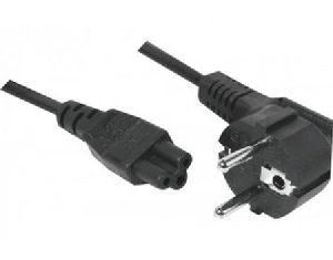 Exertis Connect 808351 Netzanschlusskabel, CEE 7/7 Schutzkontaktstecker abgewinkelt an 3pol Buchse C5, schwarz, 3,0 m
