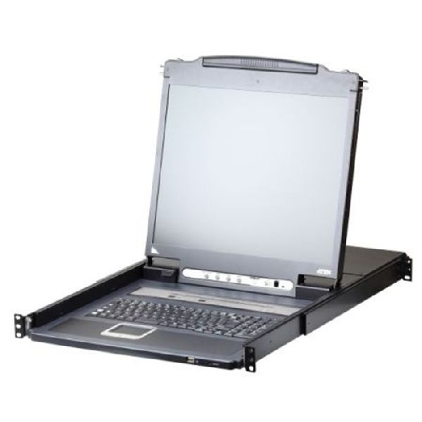 Aten CL5708IM-ATA-GG ATEN Arbeitskonsole (17") ( TFT Konsole, Rackmaster) mit integriertem KVM over IP Switch, PS/2 und USB, 8-fach, deutsches Layout