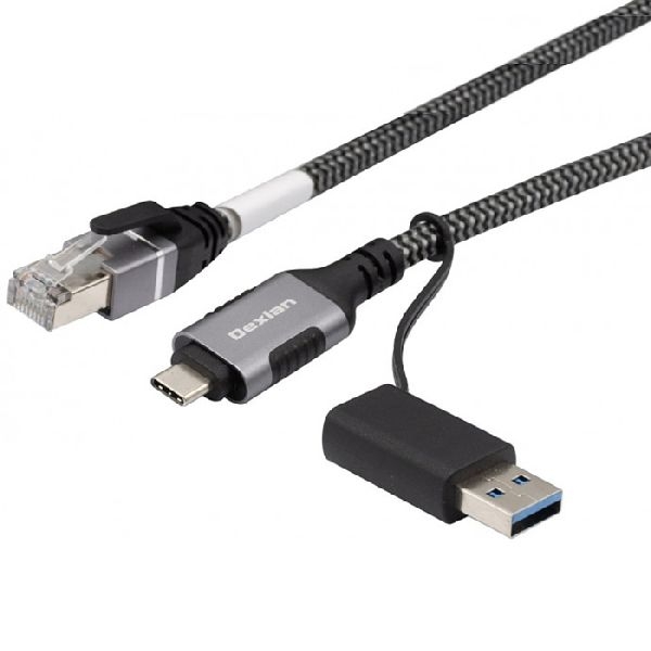 Dexlan 310702 Dexlan USB Gigabit Ethernet Netzwerkkabel, USB C/A an RJ45, 2,0 m