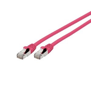 Exertis Connect 854376 Patchkabel Cat. 6A, S/FTP (PiMF), halogenfrei, mit Rastnasenschutz, rosa, 1,0 m