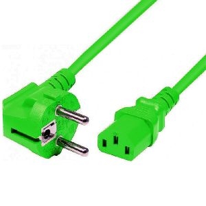 Exertis Connect 808016 Netzanschlusskabel, Schutzkontaktstecker abgewinkelt an Kaltgerätebuchse C13, grün, 1,8 m