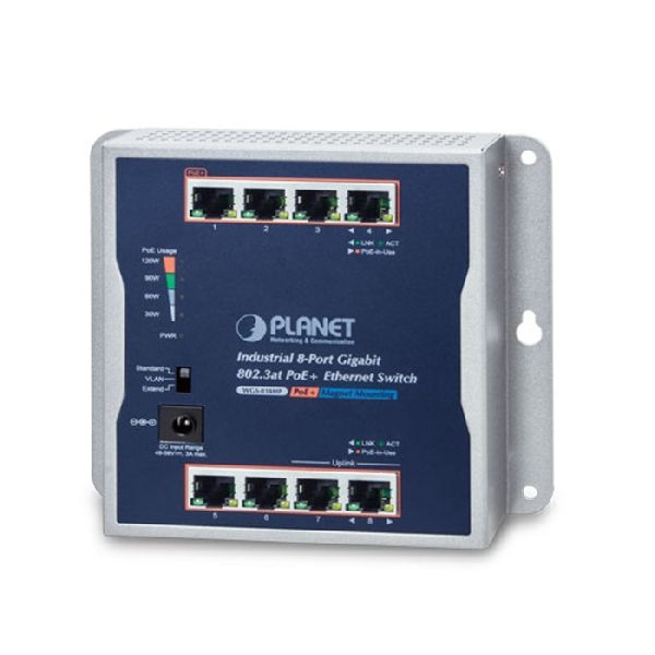 Planet WGS818HP Planet Industrial Gigabit Switch WGS818HP, 8 Port PoE+, für Wandmontage