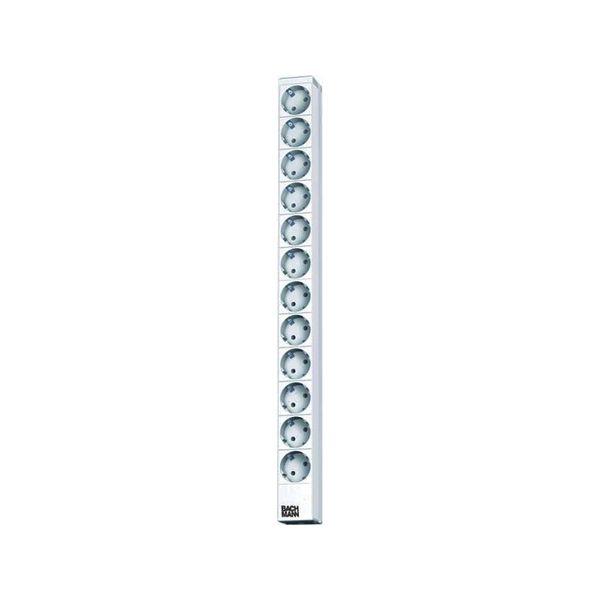 Bachmann 333413 Bachmann 19" Steckdosenleiste, 12-fach, Anschlussleitung 2,0 m, hellgrau RAL 7035