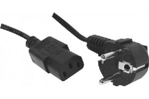 Exertis Connect 808033 Netzanschlusskabel, Schutzkontaktstecker abgewinkelt an Kaltgerätebuchse C13, schwarz, 10,0 m