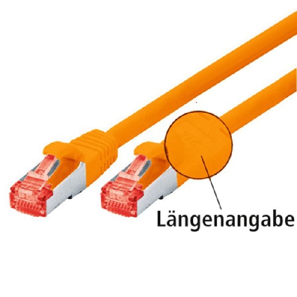 Dexlan 996630 Dexlan Patchkabel Cat. 6, S/FTP (PiMF), halogenfrei, mit Rastnasenschutz, orange, 25,0 m