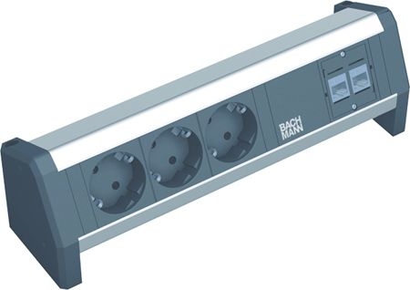 Bachmann 3391004 Bachmann DESK 1 Facility System, 2 x RJ45 Buchse Cat5e + 3 x Schutzkontaktsteckdose