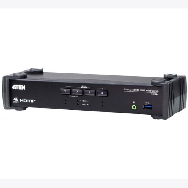 Aten CS1824 ATEN 4-Port USB 3.0 4K HDMI KVMP Switch CS1824 mit Audio Mixer Modus, mit Anschlusskabeln
