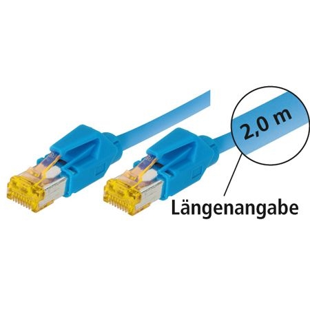 Tecline 70725B Tecline Patchkabel Cat. 6A (ISO/IEC), S/FTP (PiMF), halogenfrei, mit Rastnasenschutz, blau, 25,0 m