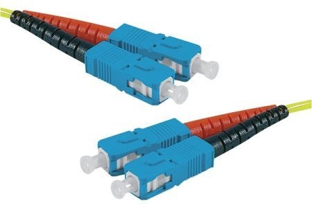 Exertis Connect 392874 LWL Patchkabel HD, 9/125 µm, OS2-Faser, SC Duplex Stecker/Stecker, gelb, 5,0 m UPC