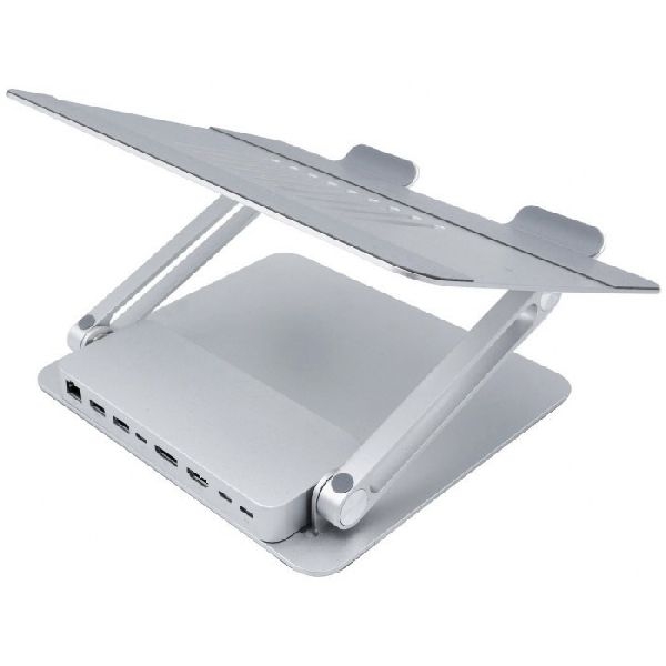 Dexlan 310790 Dexlan Höhenverstellbarer Notebookständer aus Aluminium mit integrierter 8 in 1 USB-C Docking Station