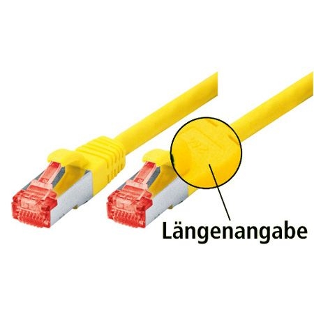 Dexlan 996554 Dexlan Patchkabel Cat. 6, S/FTP (PiMF), halogenfrei, mit Rastnasenschutz, gelb, 10,0 m