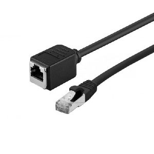 Exertis Connect 858756 Patchkabel-Verlängerung Cat. 6A, S/FTP (PiMF), halogenfrei, mit Rastnasenschutz, schwarz, 2,0 m