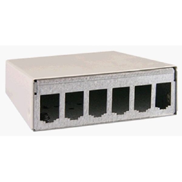 MetzConnect 130861-0602-E Metz Connect E-DATmodul 6er AP-Gehäuse RW, RAL9010, unbestückt
