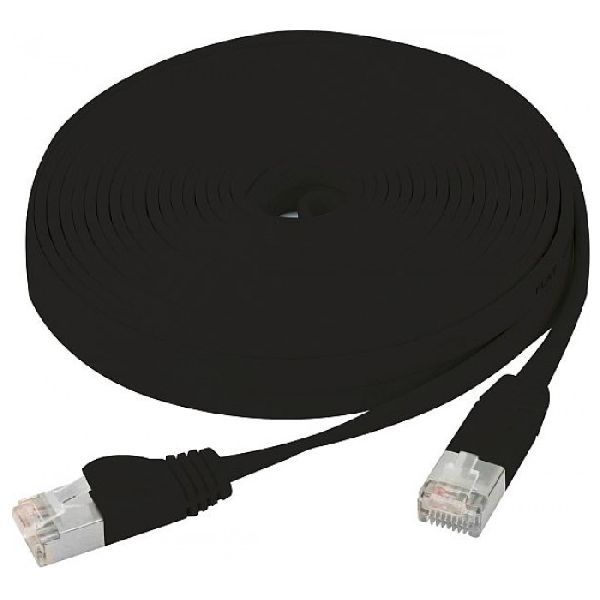 Exertis Connect 845210 Flachband Patchkabel Cat. 6, U/FTP, mit Rastnasenschutz, schwarz, 0,5 m