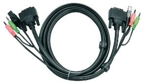Aten 2L-7D02U ATEN KVM DVI-D Kombikabel, Singlelink, 18+1pol DVI-D St./St., USB St. A/St. B, 3,5 mm Stereo Klinkenst./st., 1,8 m
