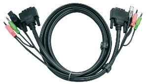 Aten 2L-7D02U ATEN KVM DVI-D Kombikabel, Singlelink, 18+1pol DVI-D St./St., USB St. A/St. B, 3,5 mm Stereo Klinkenst./st., 1,8 m