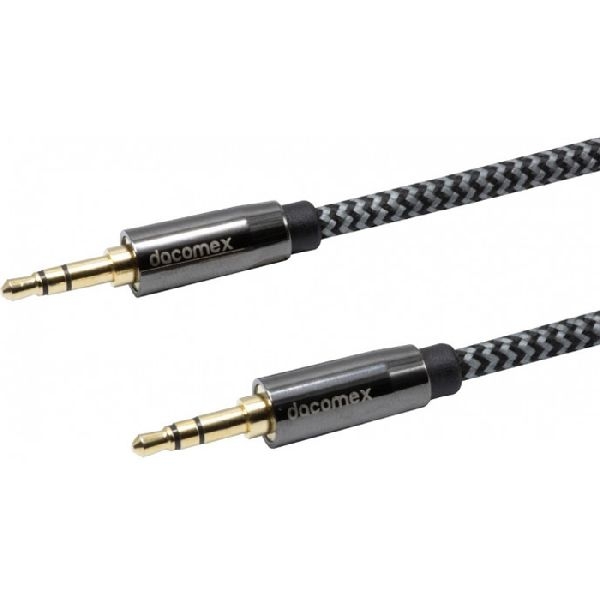Dacomex 641784 Dacomex Audiokabel, 3,5 mm Stereo Klinkenst. / St., Recycling-Material, schwarz/grau, 0,5 m
