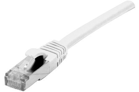 Dexlan 858644 Dexlan Patchkabel Cat. 6A Class EA, S/FTP (PiMF), halogenfrei, mit Rastnasenschutz, weiß, 3,0 m