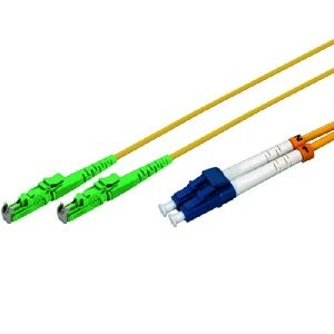 Exertis Connect 39978902 LWL Patchkabel, 9/125 µm, OS2-Faser, 2x E2000/APC 8° Stecker / LC Duplex Stecker, 2,0 m, gelb