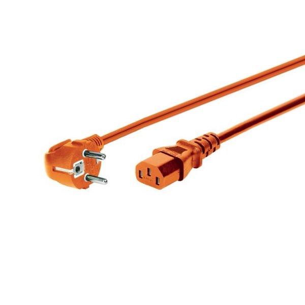 Exertis Connect 808071 Netzanschlusskabel, Schutzkontaktstecker abgewinkelt an Kaltgerätebuchse, orange, 0,6 m