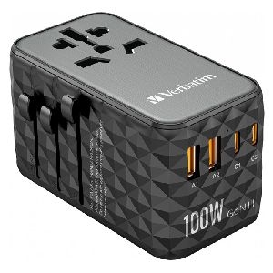 Verbatim 32121 Verbatim GaN III-Universal-Reiseadapter UTA-06, 100 W