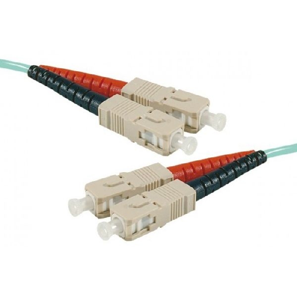Exertis Connect 392759 LWL Patchkabel HD, 50/125 µm, OM3-Faser, SC Duplex Stecker/Stecker, aqua, 30,0 m UPC