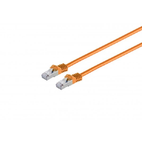 S-Conn 75550-O Patchkabel Cat. 6A Class EA mit Cat. 7 Rohkabel, S/FTP (PiMF), halogenfrei, mit Rastnasenschutz, orange, 50,0 m