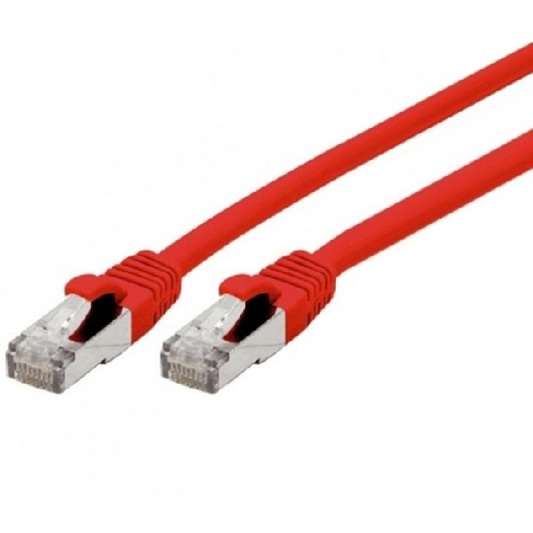Exertis Connect 854523 Patchkabel Cat. 6A, S/FTP (PiMF), TPE, halogenfrei, GRS-zertifiziert, mit Rastnasenschutz, rot, 2,0 m