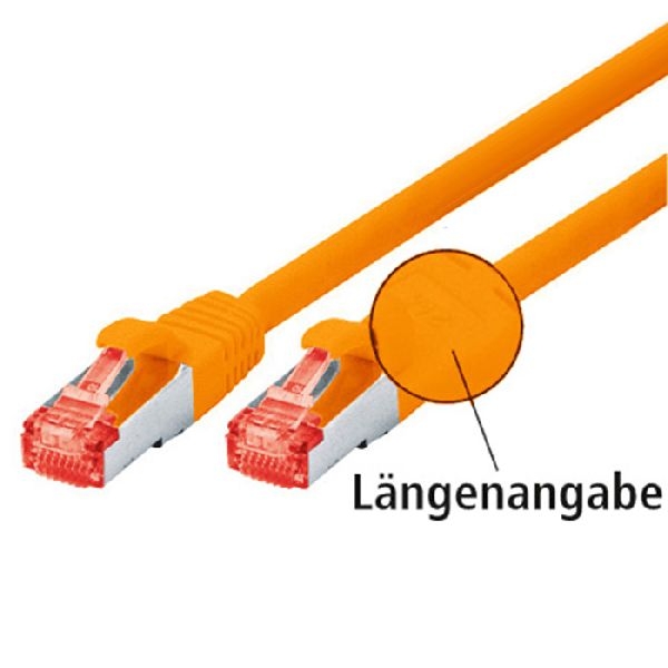 Dexlan 996622 Dexlan Patchkabel Cat. 6, S/FTP (PiMF), halogenfrei, mit Rastnasenschutz, orange, 0,25 m