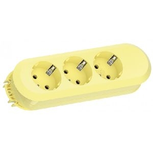 Bachmann 3872704 Bachmann Steckdosenleiste "Smart", 3-fach, Anschlussleitung 1,5 m, zitronengelb